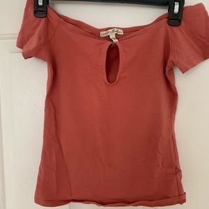 Off the shoulder Coral Top with Key Hole